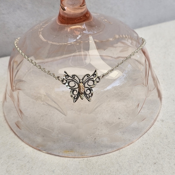 12K Butterfly Anklet Bracelet on 925 Chain - Picture 4 of 15